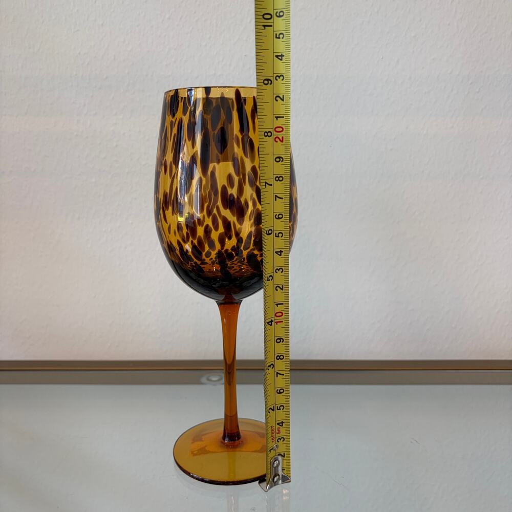 Rachel Zoe Tortoiseshell Wine Glass Set of 2 Chic Barware NEW - Picture 6 of 12